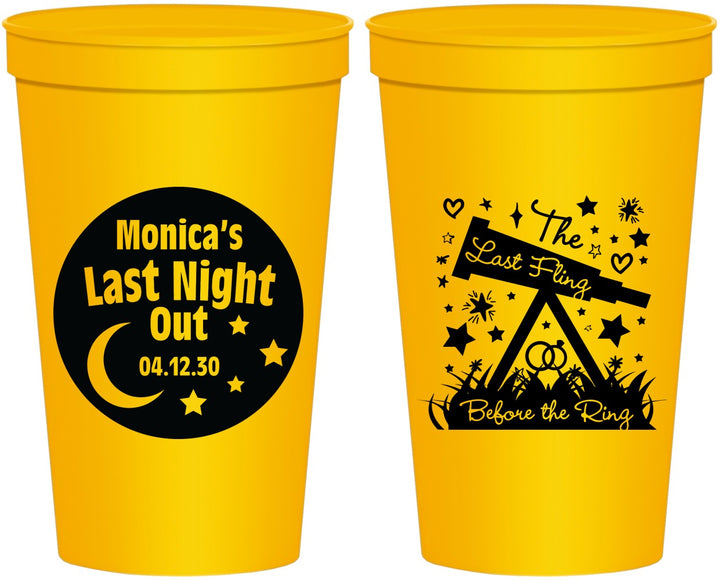 Personalized Bachelorette 22 oz Stadium Cups - Last Fling Before Rings | 60113