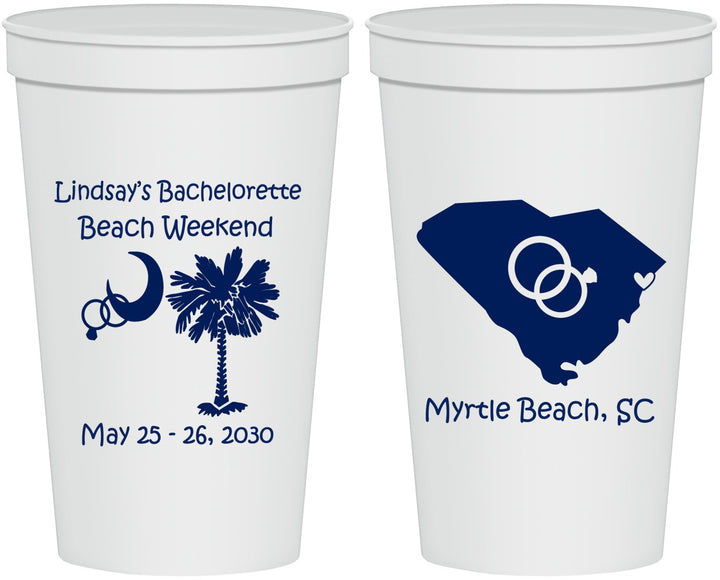 Personalized Bachelorette 22 oz Stadium Cups - South Carolina | 60117