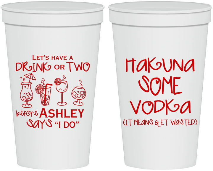 Personalized Bachelorette 22 oz Stadium Cups - Lets Get Wasted | 60119