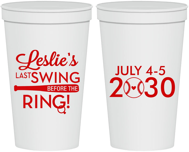 Personalized Bachelorette 22 oz Stadium Cups - Last Swing Before Ring | 60128