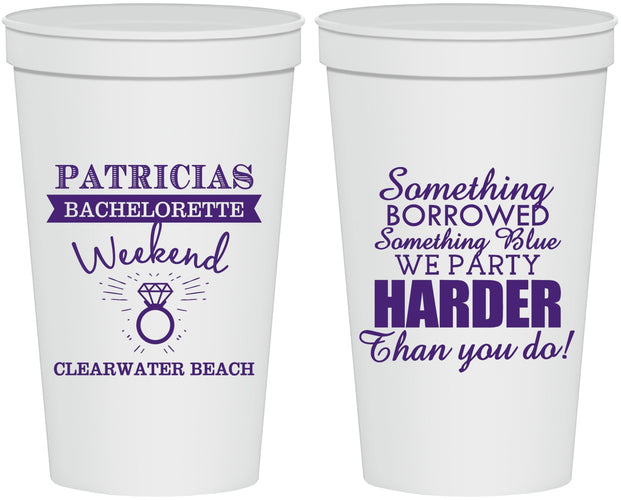 Personalized Bachelorette 22 oz Stadium Cups - Something Borrowed | 60130