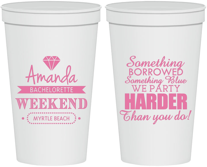 Personalized Bachelorette 22 oz Stadium Cups - Something Borrowed | 60131