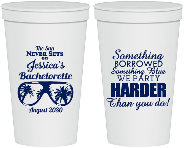 Personalized Bachelorette 22 oz Stadium Cups - Something Borrowed | 60132