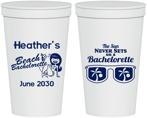 Personalized Bachelorette 22 oz Stadium Cups - Beach | 60135