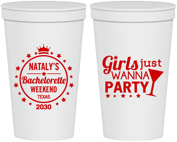 Personalized Bachelorette 22 oz Stadium Cups - Girls Just Wanna Party | 60139