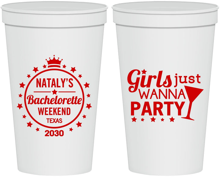 Personalized Bachelorette 22 oz Stadium Cups - Girls Just Wanna Party | 60139