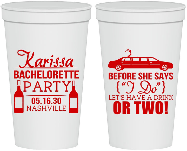 Personalized Bachelorette 22 oz Stadium Cups - Before She Says I Do | 60142