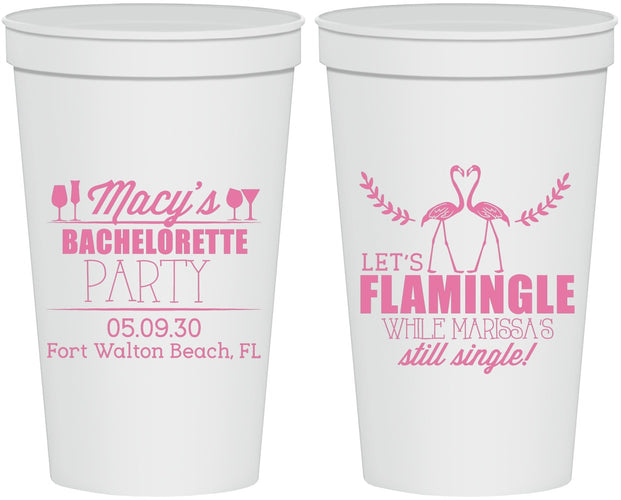 Personalized Bachelorette 22 oz Stadium Cups - Lets Flamingle Still Single | 60144