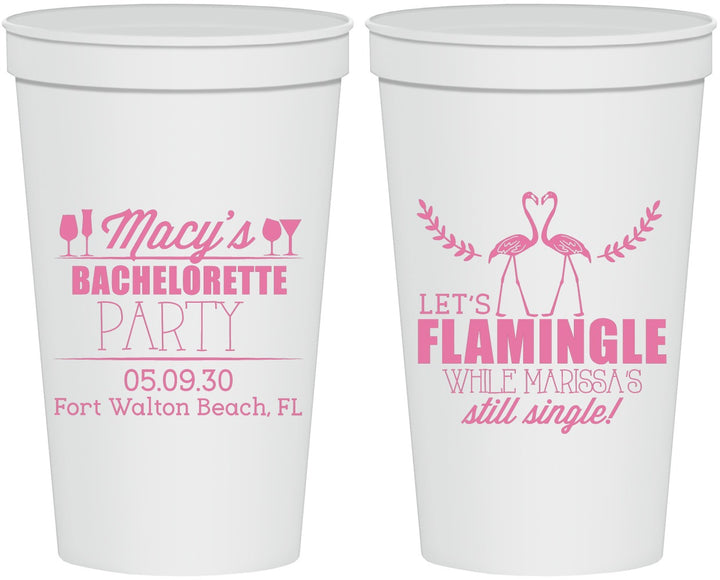 Personalized Bachelorette 22 oz Stadium Cups - Lets Flamingle Still Single | 60144