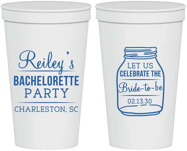 Personalized Bachelorette 22 oz Stadium Cups - Bride To Be | 60146
