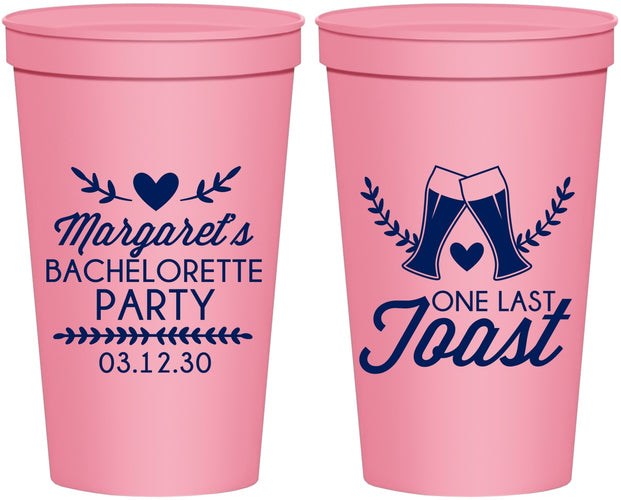 Personalized Bachelorette 22 oz Stadium Cups - One Last Toast | 60147