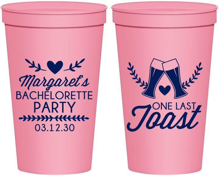 Personalized Bachelorette 22 oz Stadium Cups - One Last Toast | 60147