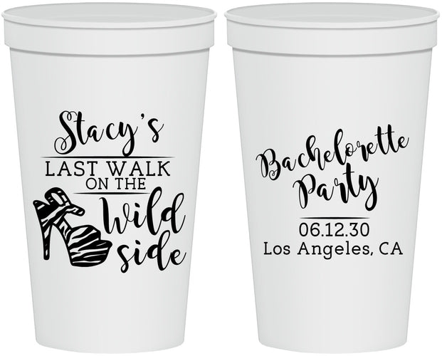 Personalized Bachelorette 22 oz Stadium Cups - Last Walk Wild Side | 60148