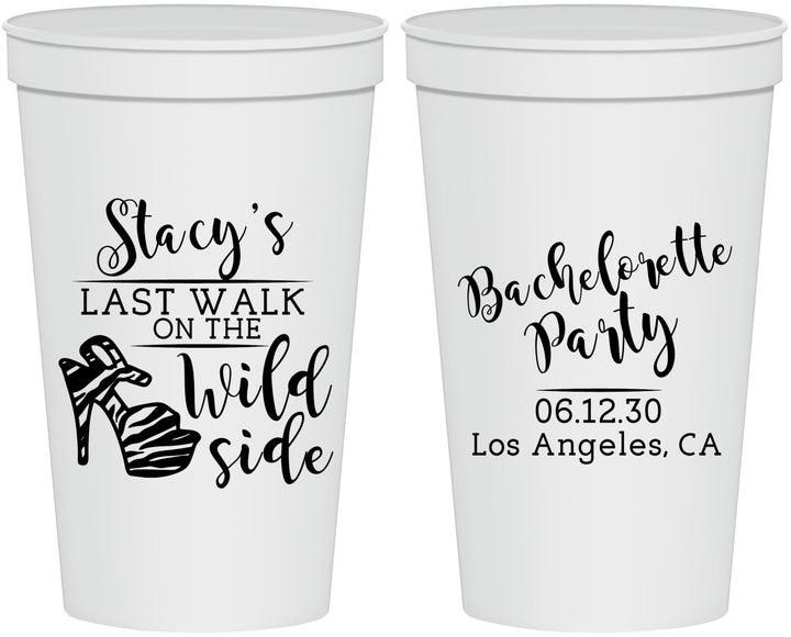 Personalized Bachelorette 22 oz Stadium Cups - Last Walk Wild Side | 60148