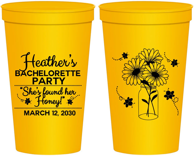 Personalized Bachelorette 22 oz Stadium Cups - She Found Her Honey | 60150