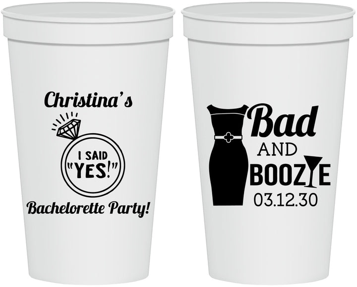 Personalized Bachelorette 22 oz Stadium Cups - Bad And Boozie | 60157