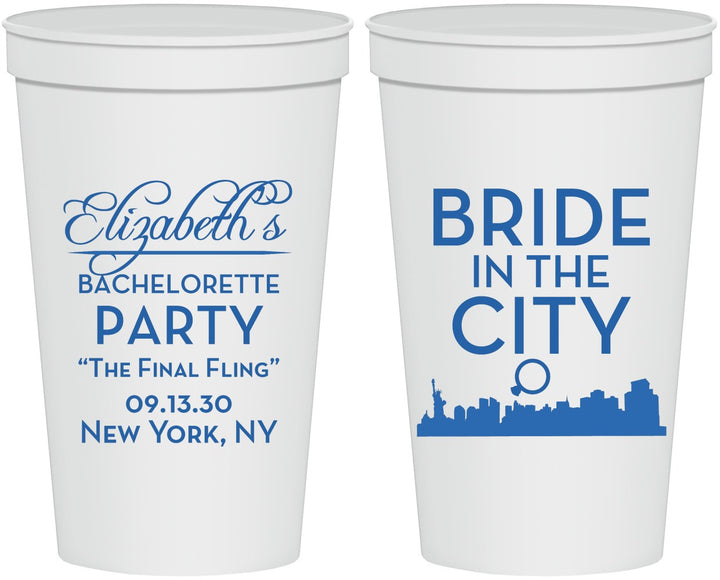 Personalized Bachelorette 22 oz Stadium Cups - New York | 60162