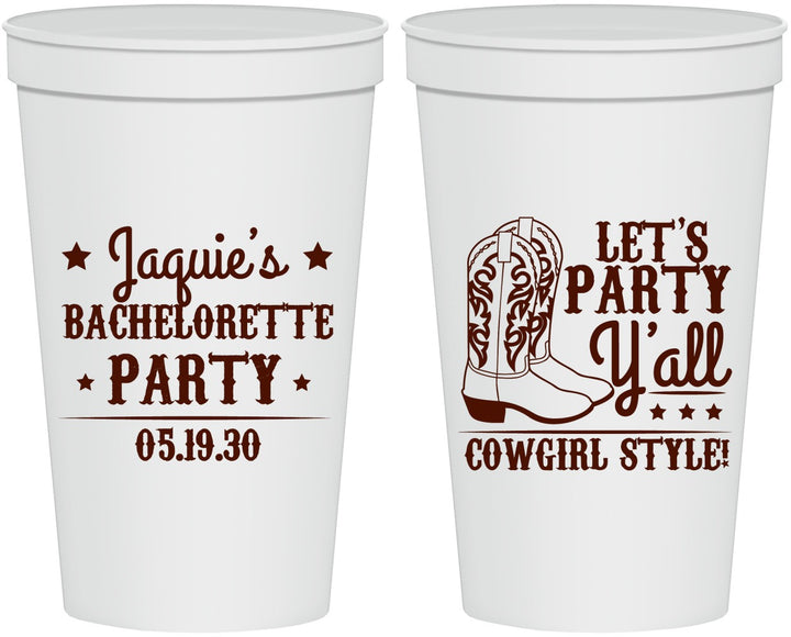 Personalized Bachelorette 22 oz Stadium Cups - Cowgirl Boots | 60163