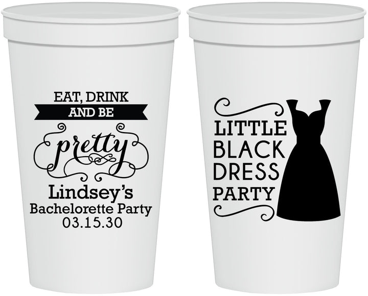Personalized Bachelorette 22 oz Stadium Cups - Little Black Dress | 60164