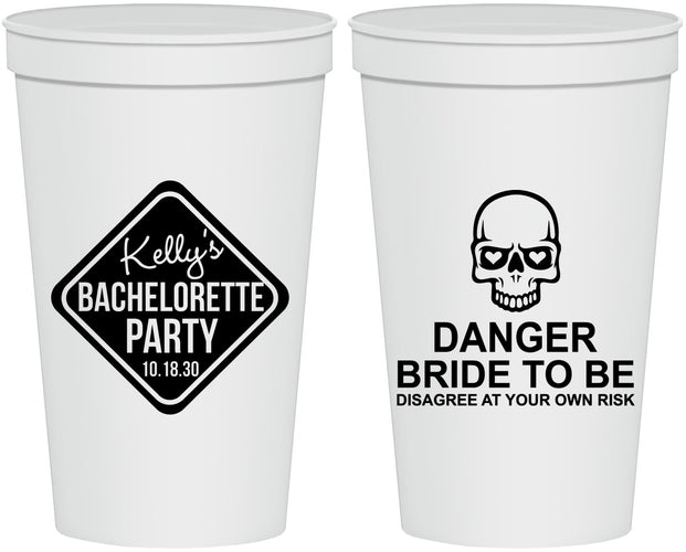 Personalized Bachelorette 22 oz Stadium Cups - Danger Bride To Be | 60165