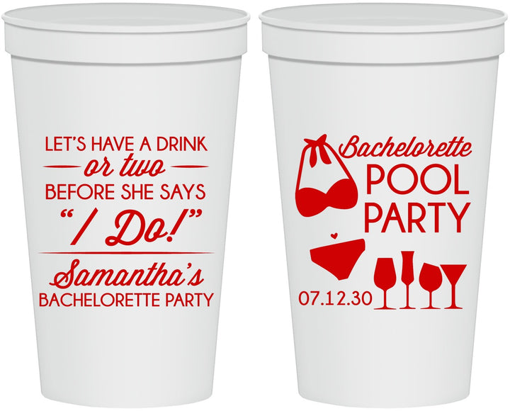 Personalized Bachelorette 22 oz Stadium Cups - Pool Party | 60167