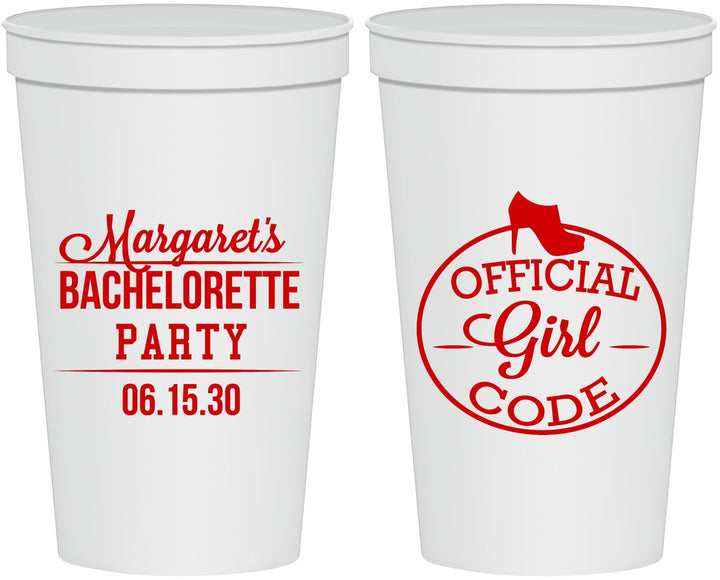 Personalized Bachelorette 22 oz Stadium Cups - Official Girl Code | 60176