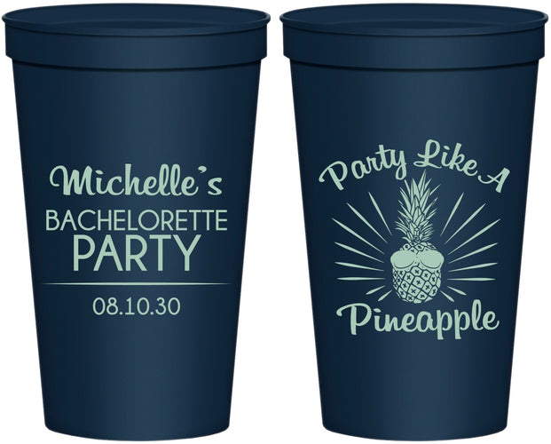 Personalized Bachelorette 22 oz Stadium Cups - Party Like A Pineapple | 60193