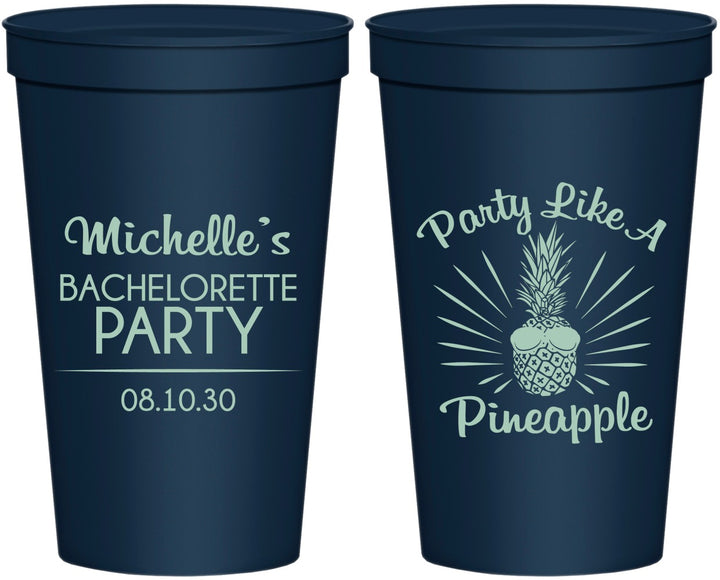 Personalized Bachelorette 22 oz Stadium Cups - Party Like A Pineapple | 60193