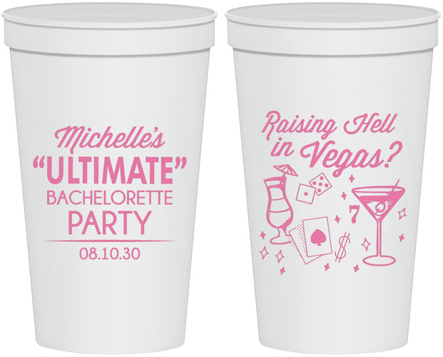 Personalized Bachelorette 22 oz Stadium Cups - Raising Hell In Vegas | 60196