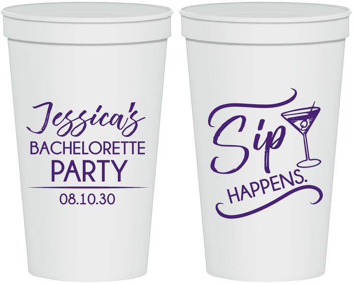 Personalized Bachelorette 22 oz Stadium Cups - Sip Happens | 60197