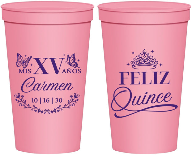 Personalized Quinceanera 22 oz Stadium Cups - Mis Quince Anos | 70000