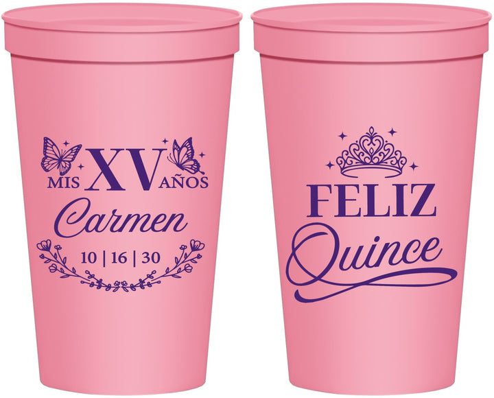 Personalized Quinceanera 22 oz Stadium Cups - Mis Quince Anos | 70000