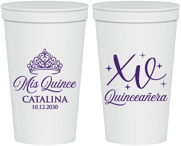 Personalized Quinceanera 22 oz Stadium Cups - Mis Quince Anos | 70002
