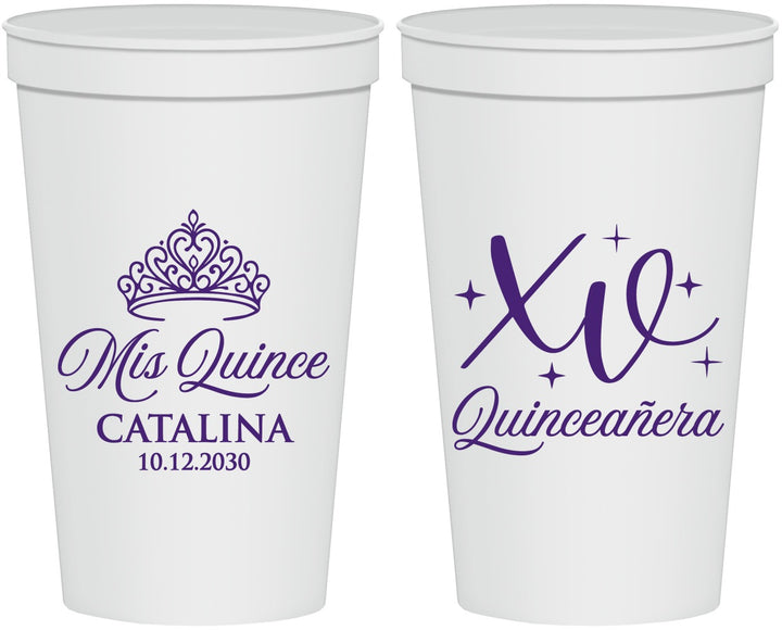 Personalized Quinceanera 22 oz Stadium Cups - Mis Quince Anos | 70002