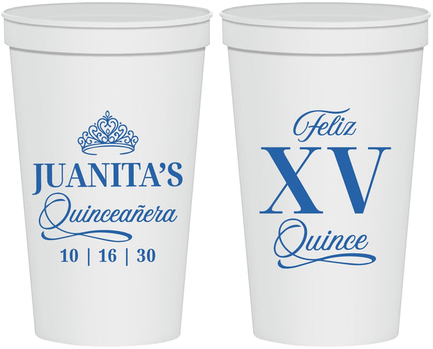 Personalized Quinceanera 22 oz Stadium Cups - Mis Quince Anos | 70003