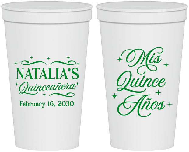 Personalized Quinceanera 22 oz Stadium Cups - Mis Quince Anos | 70006