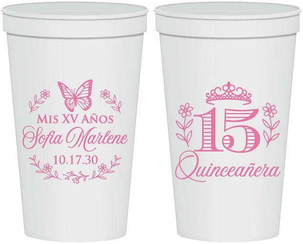 Personalized Quinceanera 22 oz Stadium Cups - Mis Quince Anos | 70007