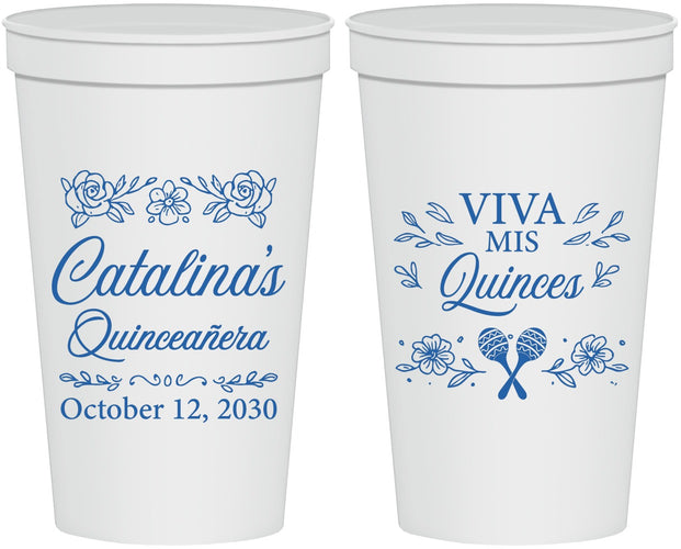 Personalized Quinceanera 22 oz Stadium Cups - Viva Mis Quinces | 70009