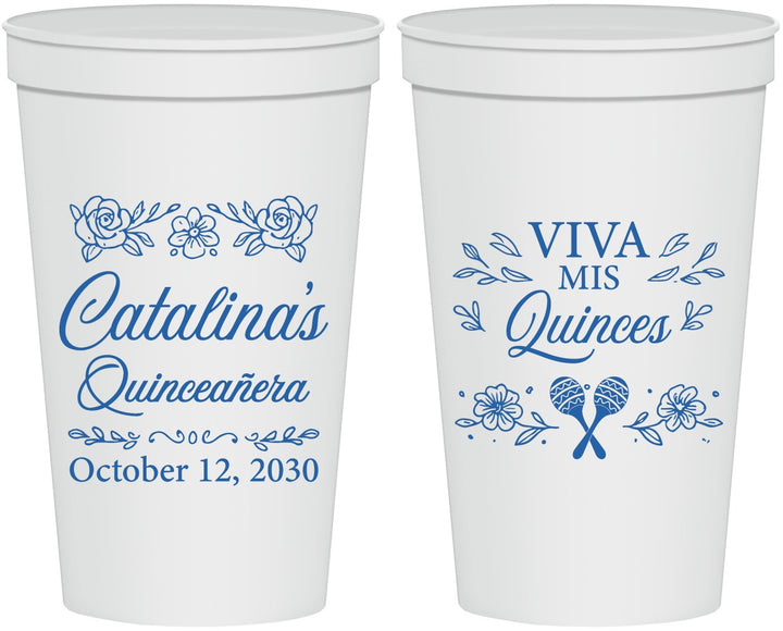 Personalized Quinceanera 22 oz Stadium Cups - Viva Mis Quinces | 70009