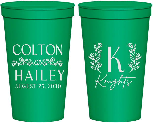 Personalized Wedding 22 oz Stadium Cups - Monogram | 800