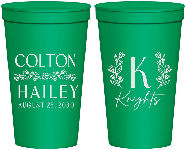 Personalized Wedding 22 oz Stadium Cups - Monogram | 800