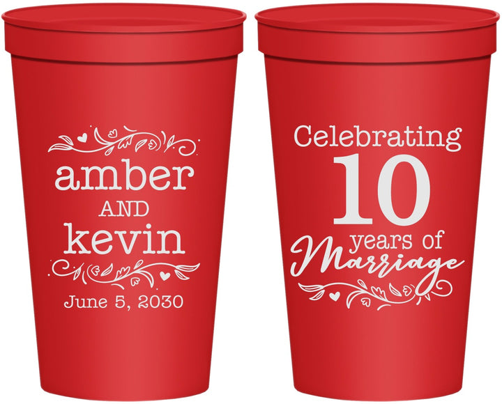 Personalized Anniversary 22 oz Stadium Cups - 10 Years Of Marriage | 80000