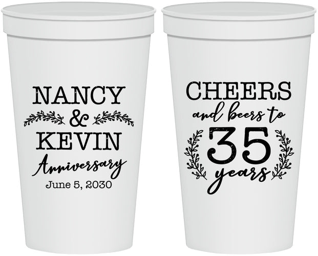 Personalized Anniversary 22 oz Stadium Cups - Cheers To 35 Years | 80004