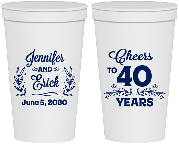 Personalized Anniversary 22 oz Stadium Cups - Cheers To 40 Years | 80005