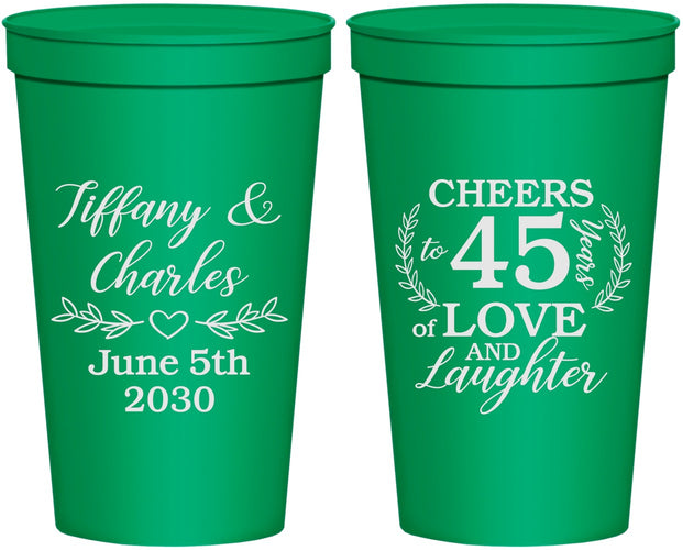 Personalized Anniversary 22 oz Stadium Cups - Cheers To 45 Years | 80006