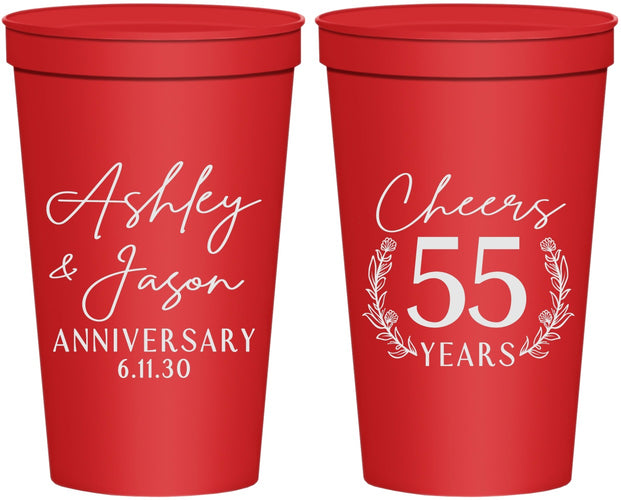 Personalized Anniversary 22 oz Stadium Cups - Cheers To 55 Years | 80008