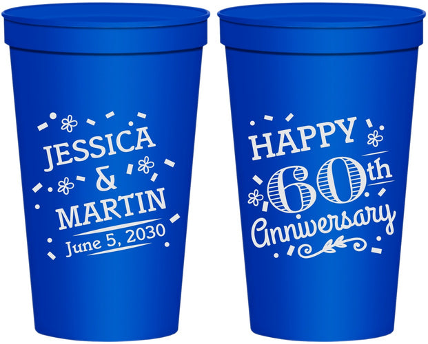 Personalized Anniversary 22 oz Stadium Cups - Cheers To 60 Years | 80009
