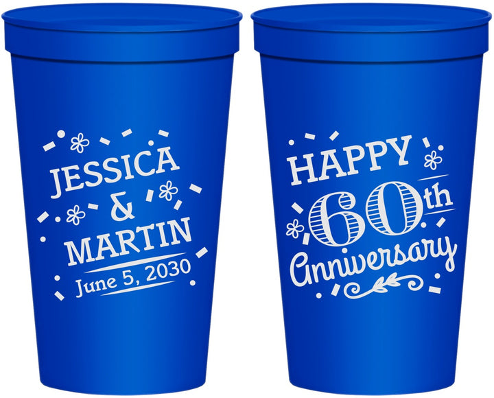 Personalized Anniversary 22 oz Stadium Cups - Cheers To 60 Years | 80009