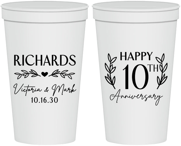 Personalized Anniversary 22 oz Stadium Cups - 10th Wedding | 80010