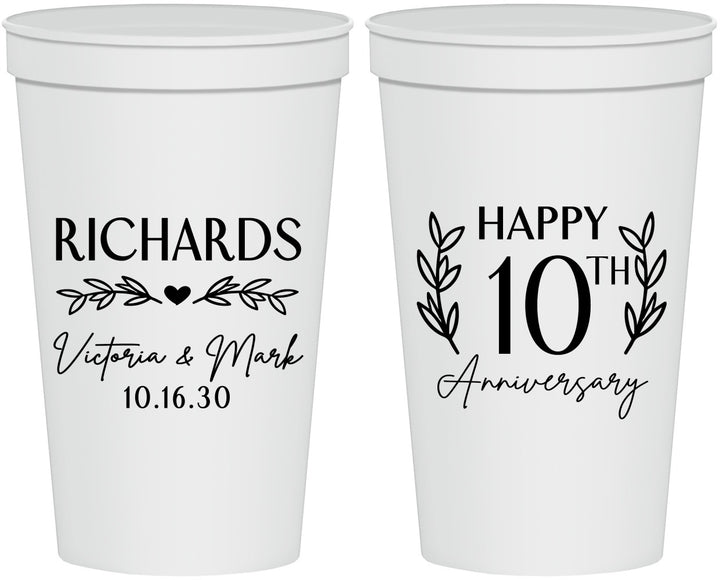 Personalized Anniversary 22 oz Stadium Cups - 10th Wedding | 80010